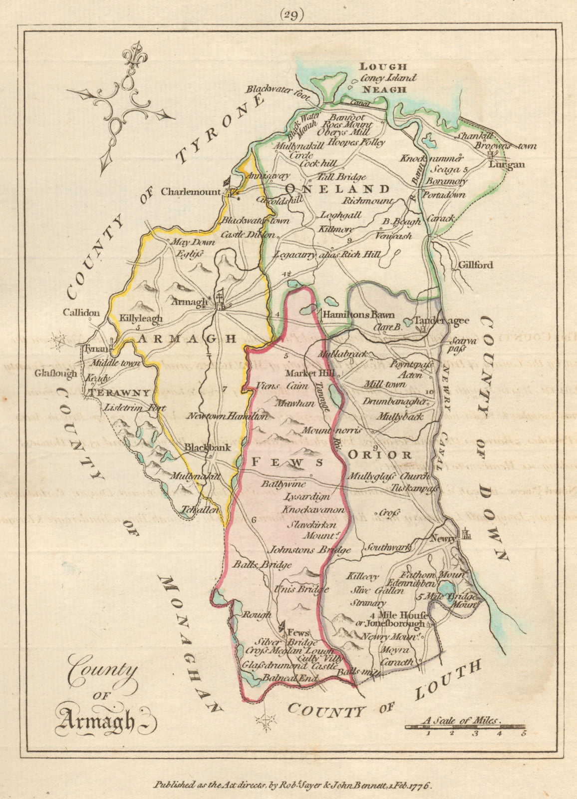County of Armagh, Ulster. Antique copperplate map by Scalé / Sayer 1776